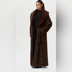 naked wardrobe Faux Fur Leopard Long Coat